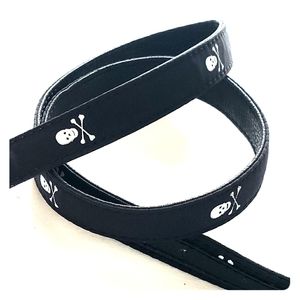 EUC skull pirate leather backed ribbon belt. SM